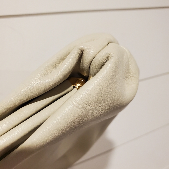 Vintage leather mini purse jane shilton small crossbody bag art deco cream gold - Picture 9 of 16